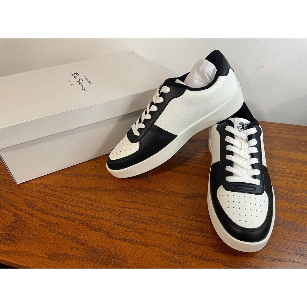 Ben Sherman Leather Richmond Street Skate Sneaker White Black‎ Low NEW Mens 7.5